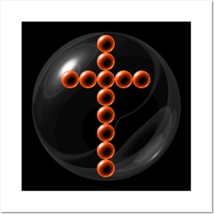 Orange Cross in Glass Ball Posters and Art